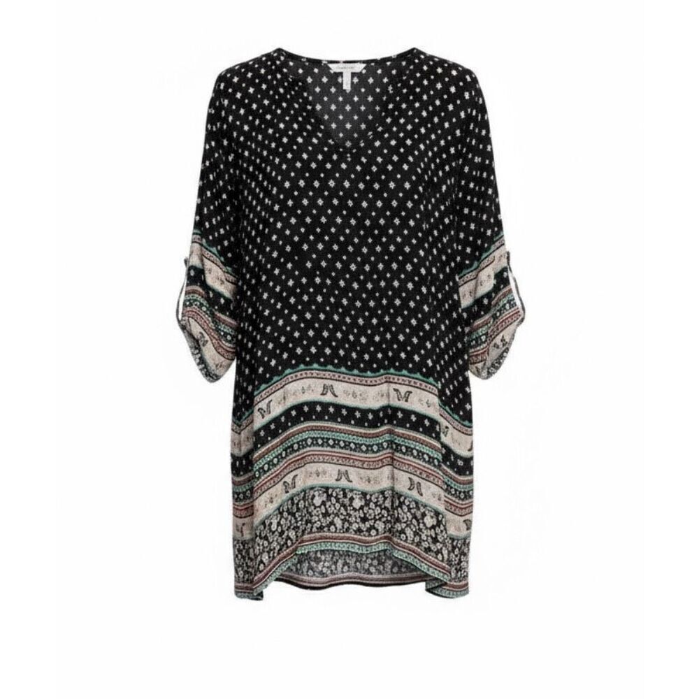 Boohoo Bohemian Split Neck‎ Long Sleeve Pullover Shift Dress Multicolor Size 14
